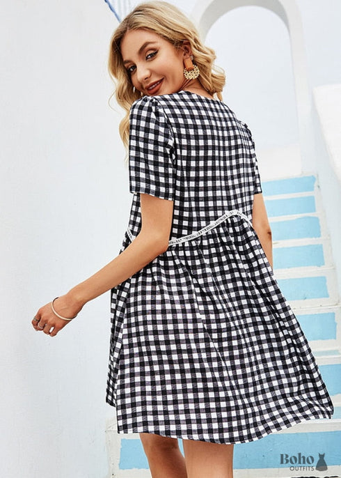 Boho Black And White Mini Dress Rowan
